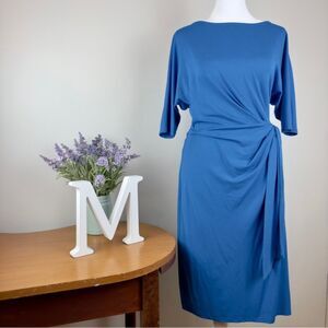 Ann Taylor Blue Knit Faux Wrap Dress - Size S